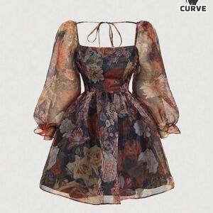 SHEIN Multicolor Floral Long Sleeve Dress